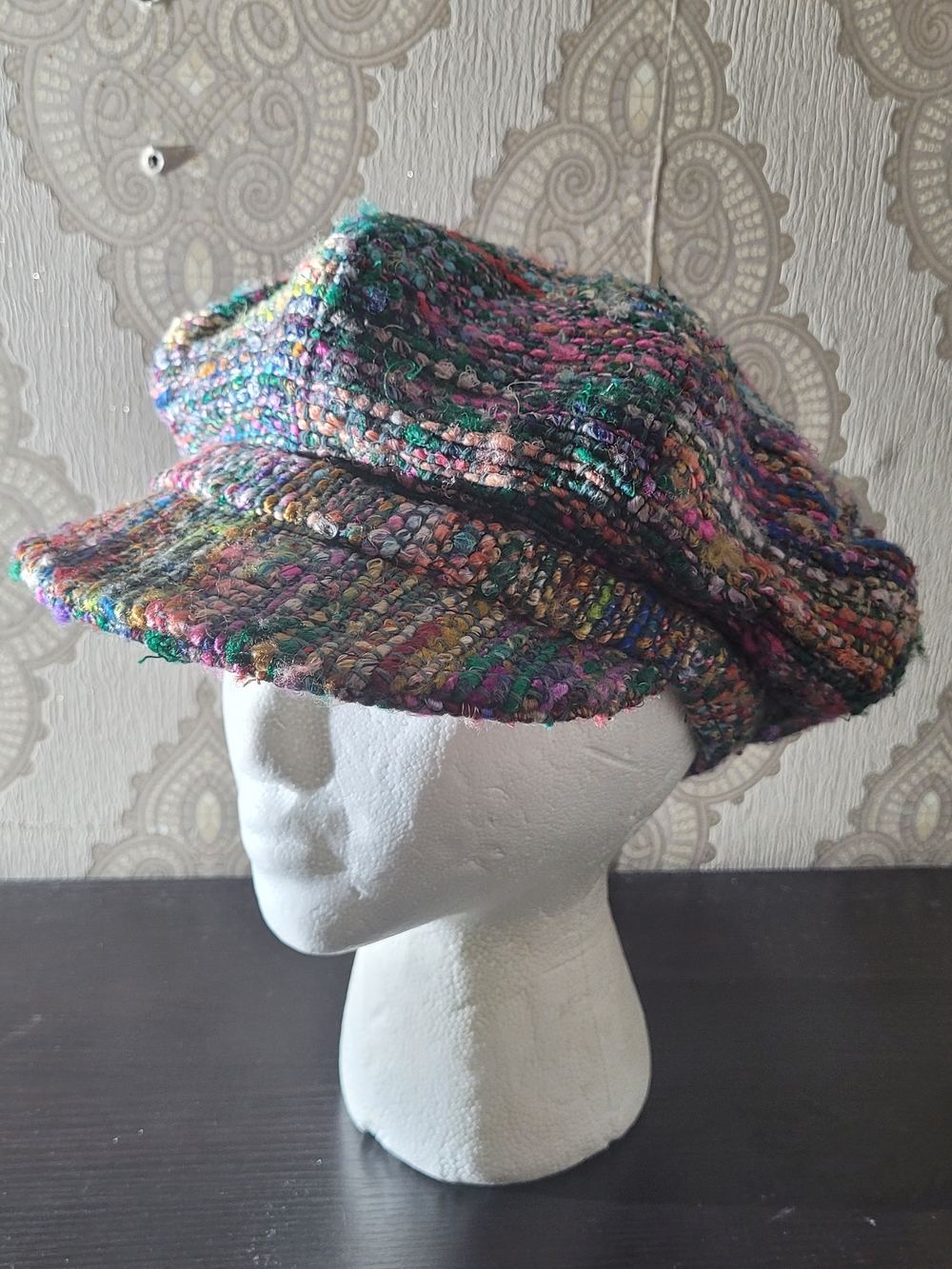 Multicolor Tweed Newsboy Hat